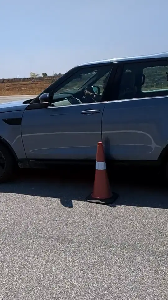 Land Rover on a test track cone course